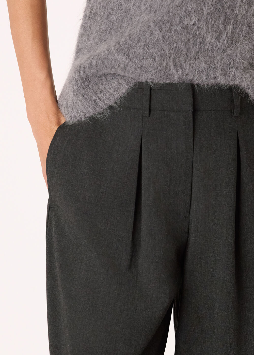 Petite Wool Blend Barrel Trouser