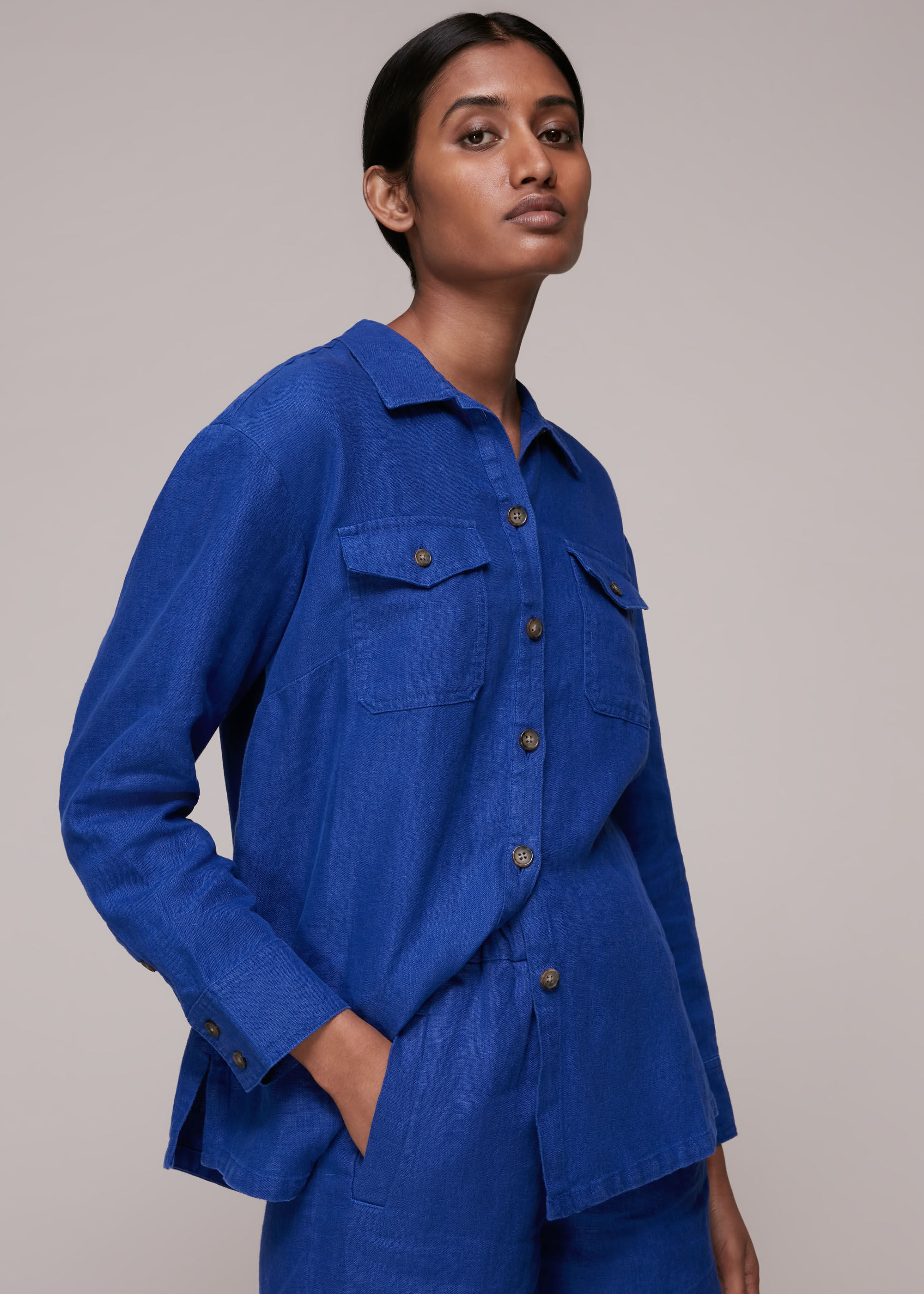 Blue Layla Linen Shirt WHISTLES