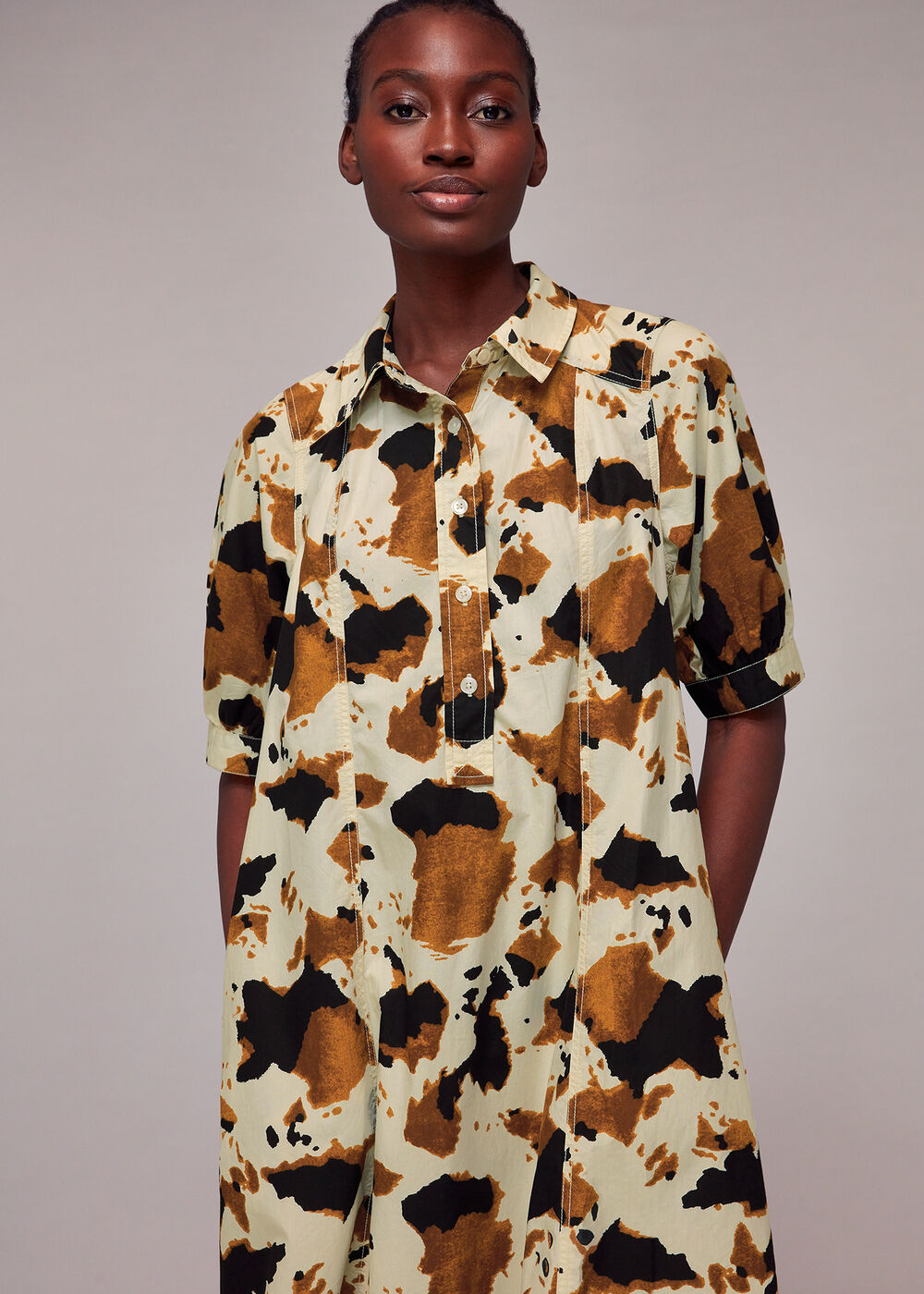 Cow Print Shirt Dress