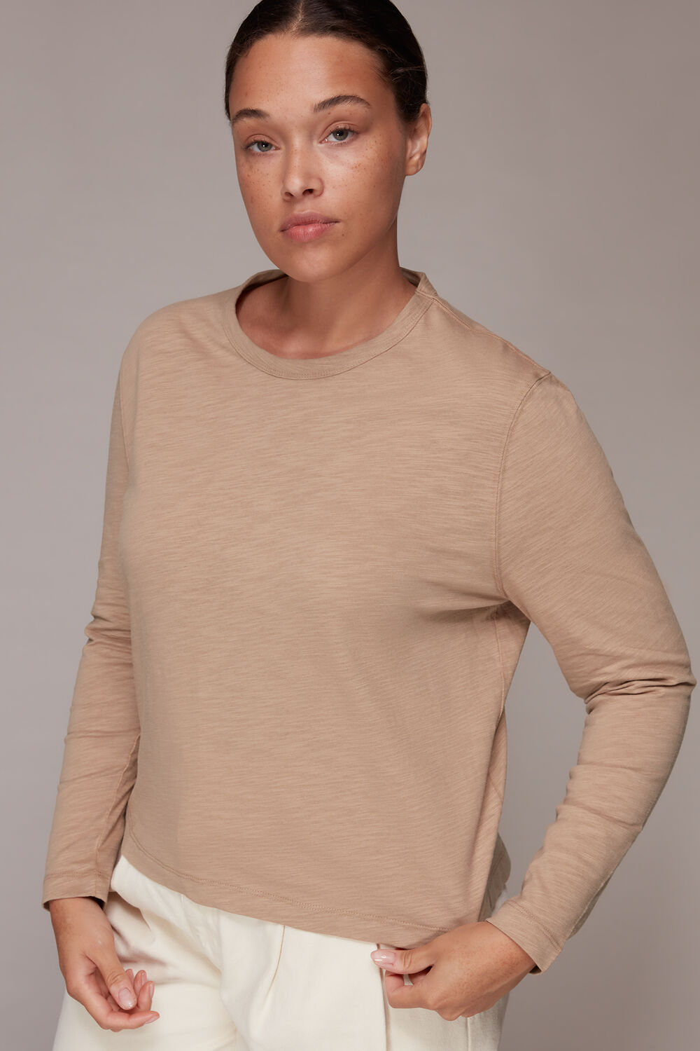 Beige Organic Long Sleeve Emily Top