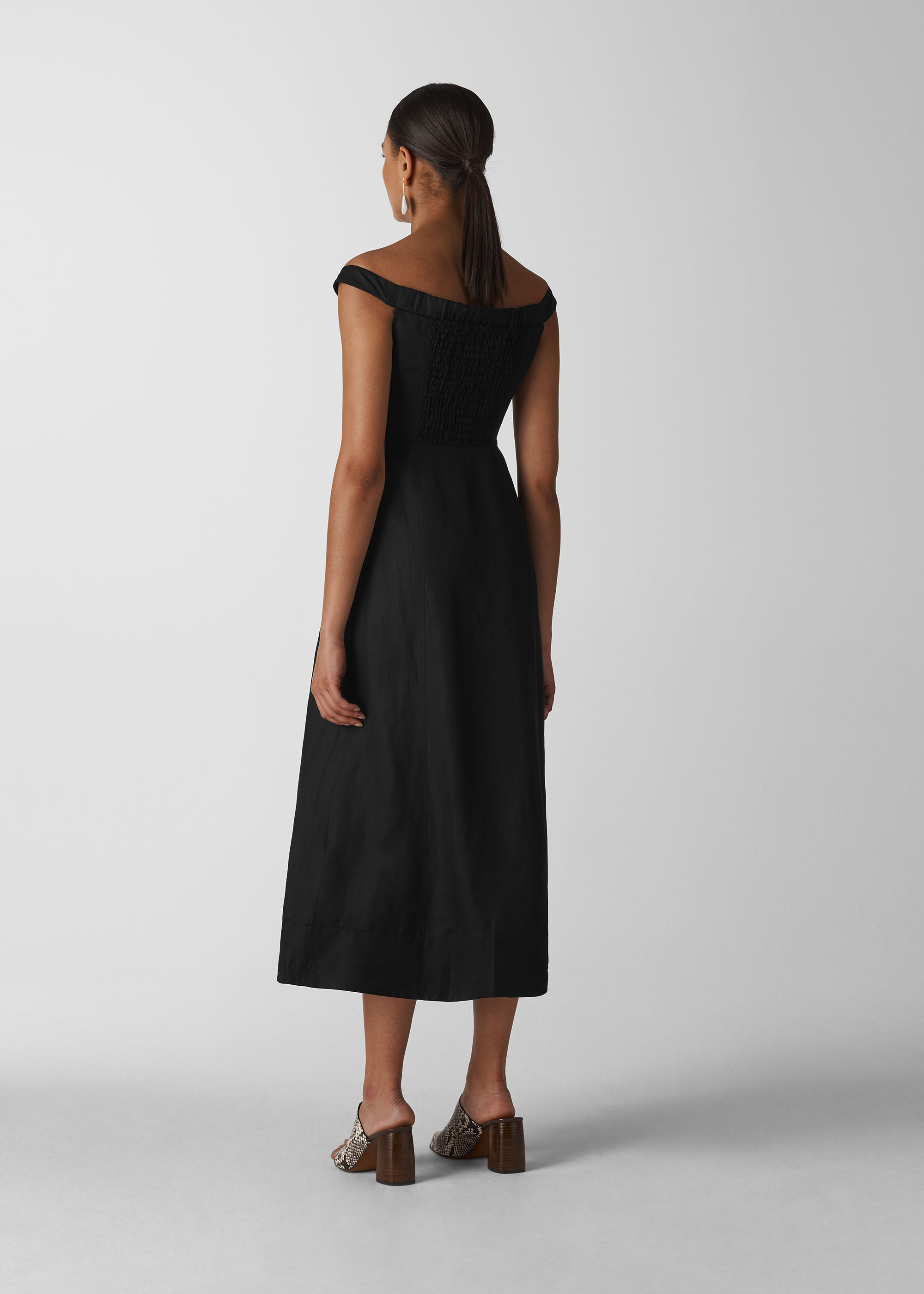 black long bardot dress