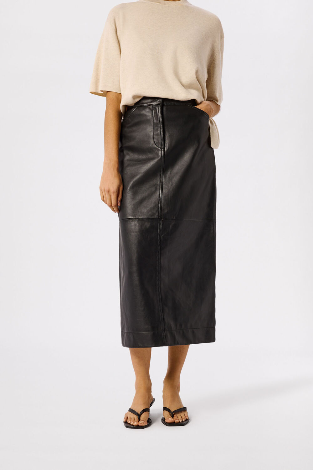 Jamie Leather Midi Skirt