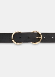 Black Leather Belt With Double Gold Buckle Ring | Whistles