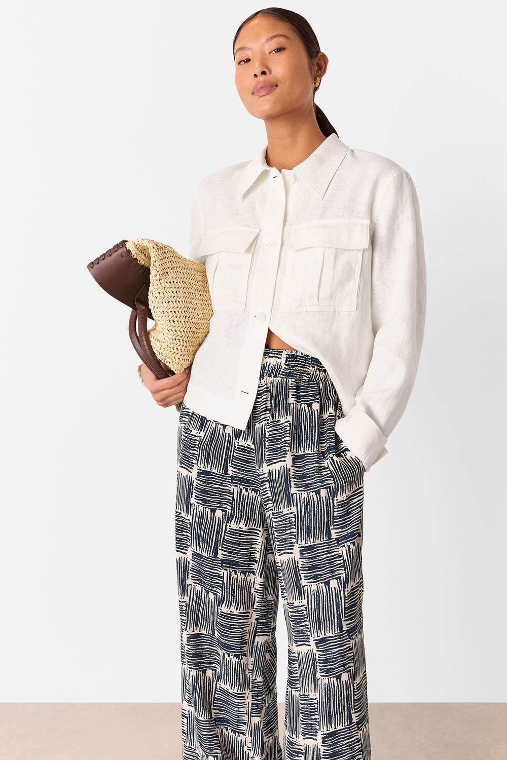 Petite Hatch Squares Cropped Trouser