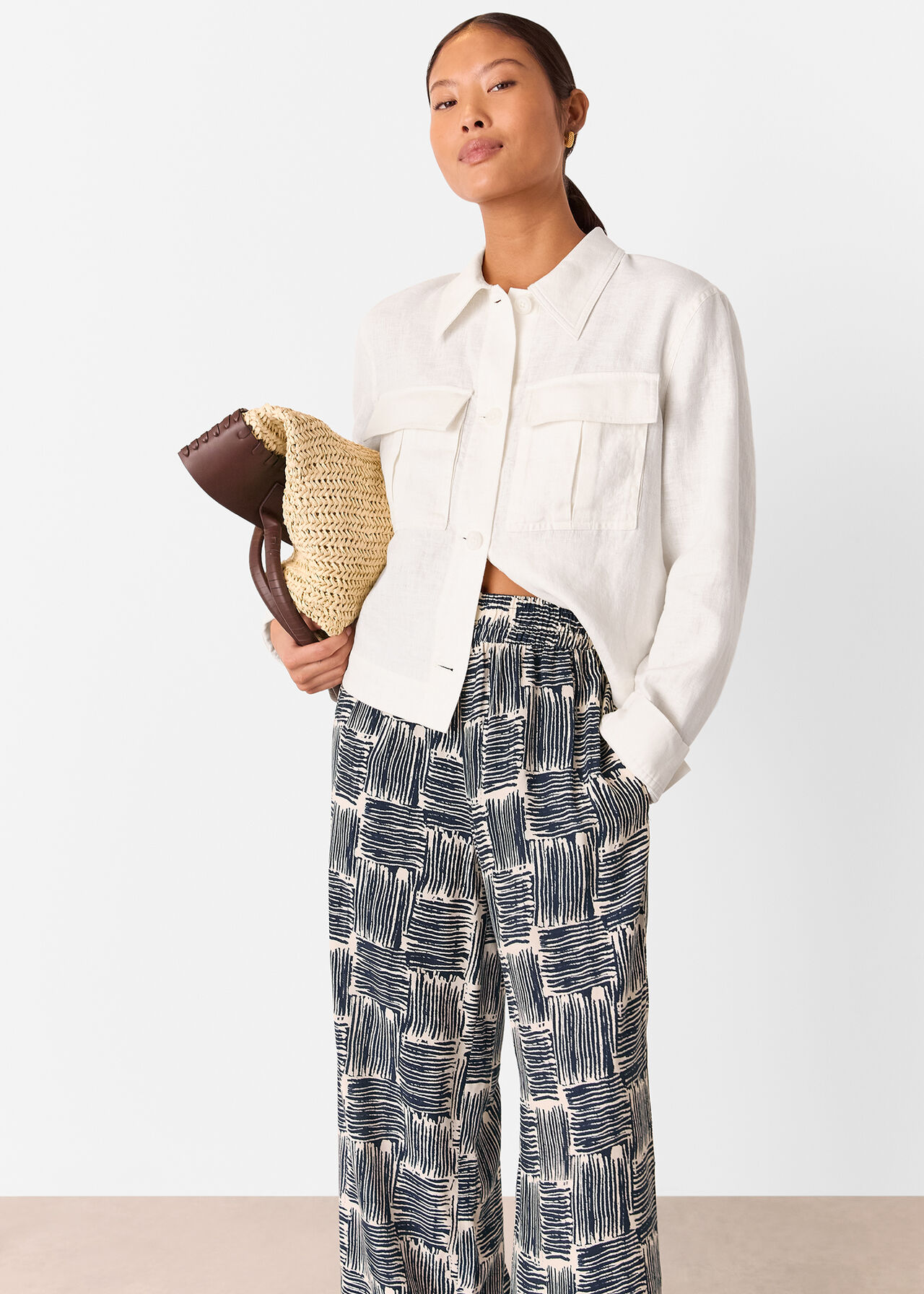 Petite Hatch Squares Cropped Trouser
