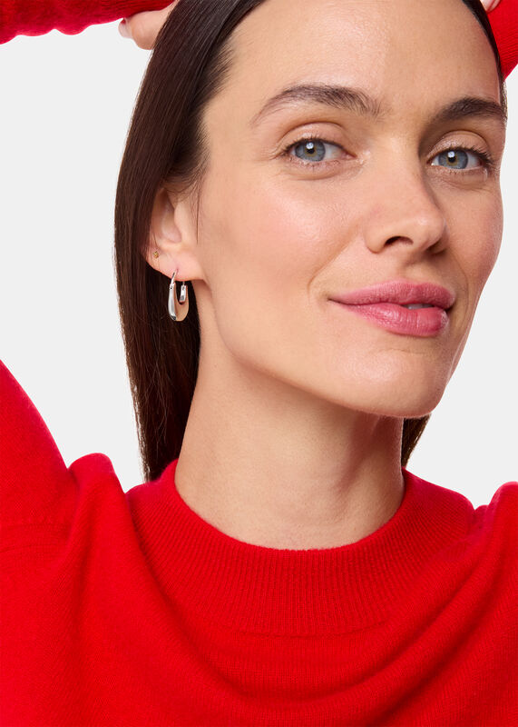 Silver Oval Hoop Earring