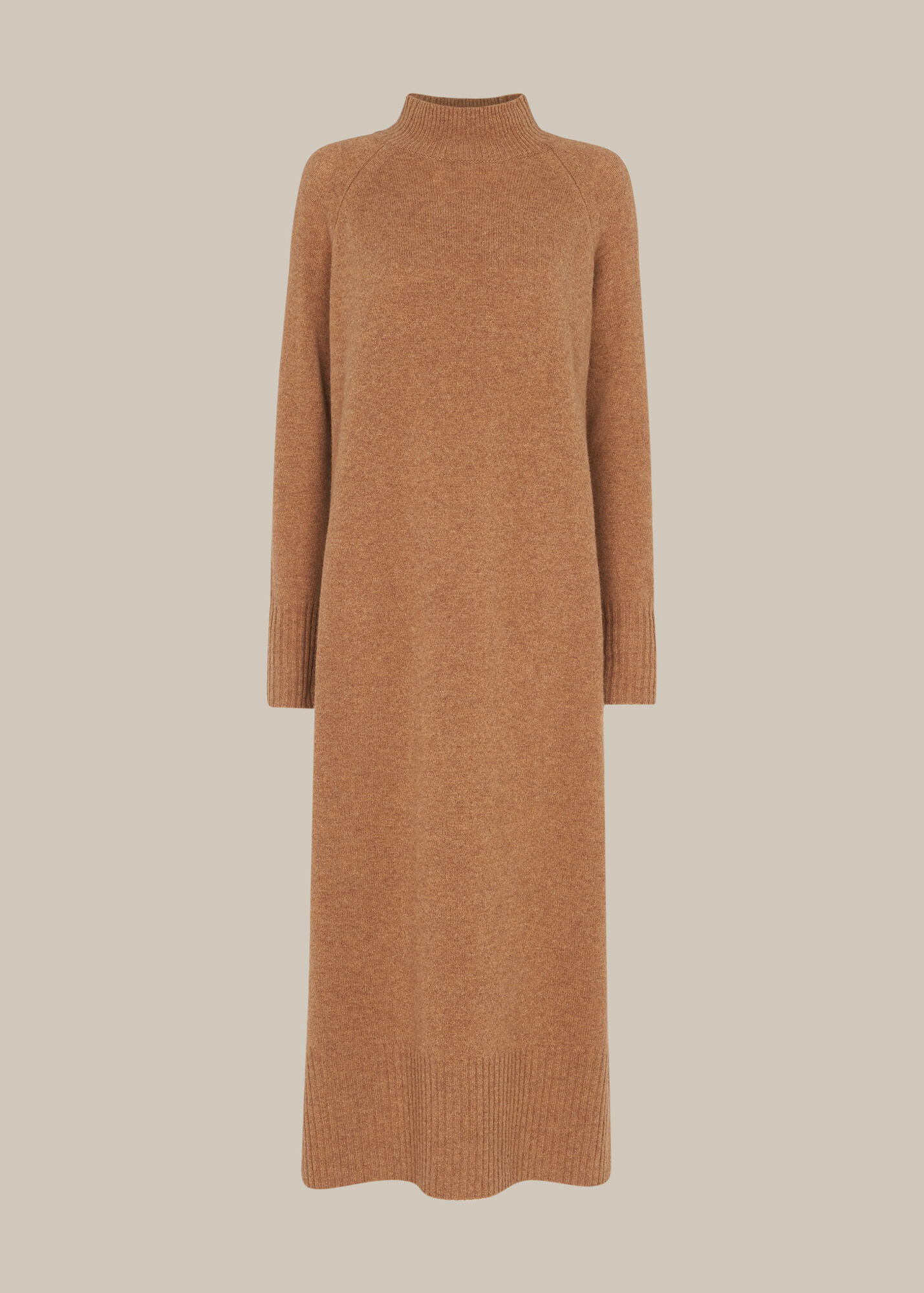 Camel Longline Wool Knit Dress WHISTLES Whistles
