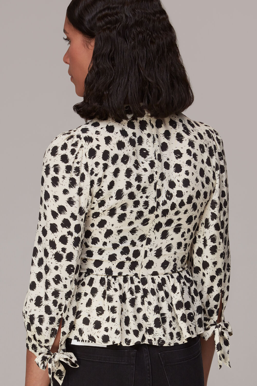 Brushed Dalmatian Shirred Top