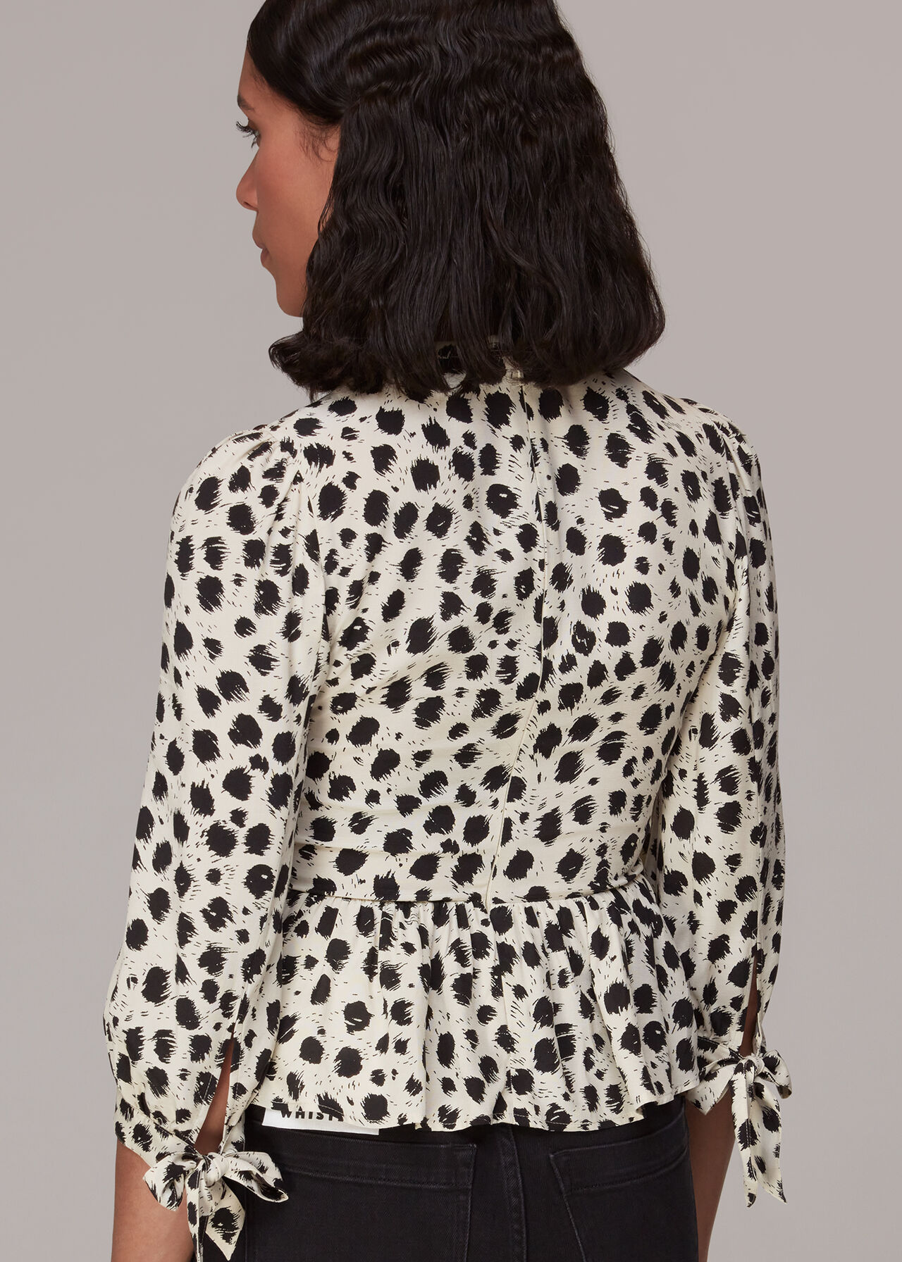 Brushed Dalmatian Shirred Top