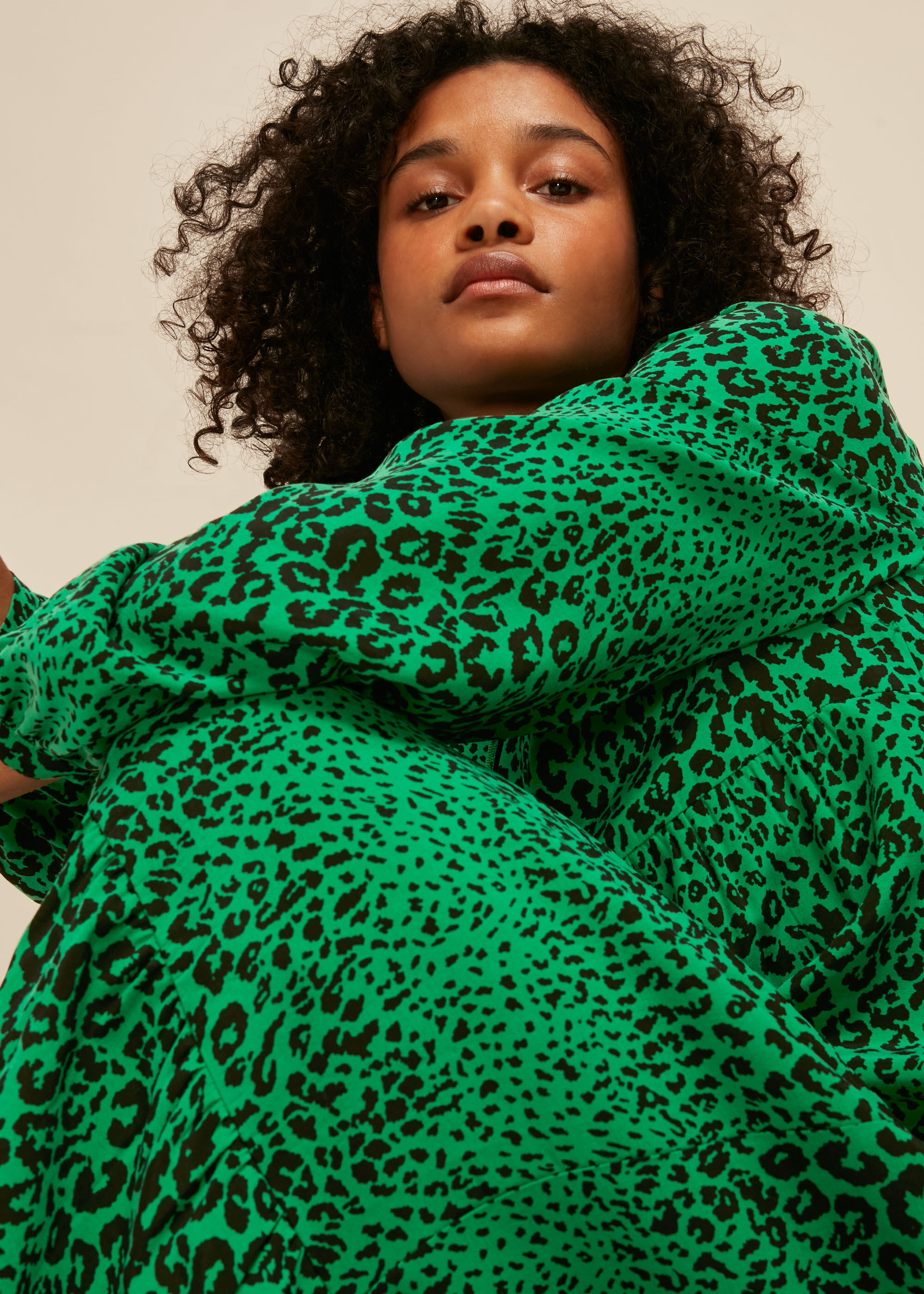 Whistles green best sale leopard print dress