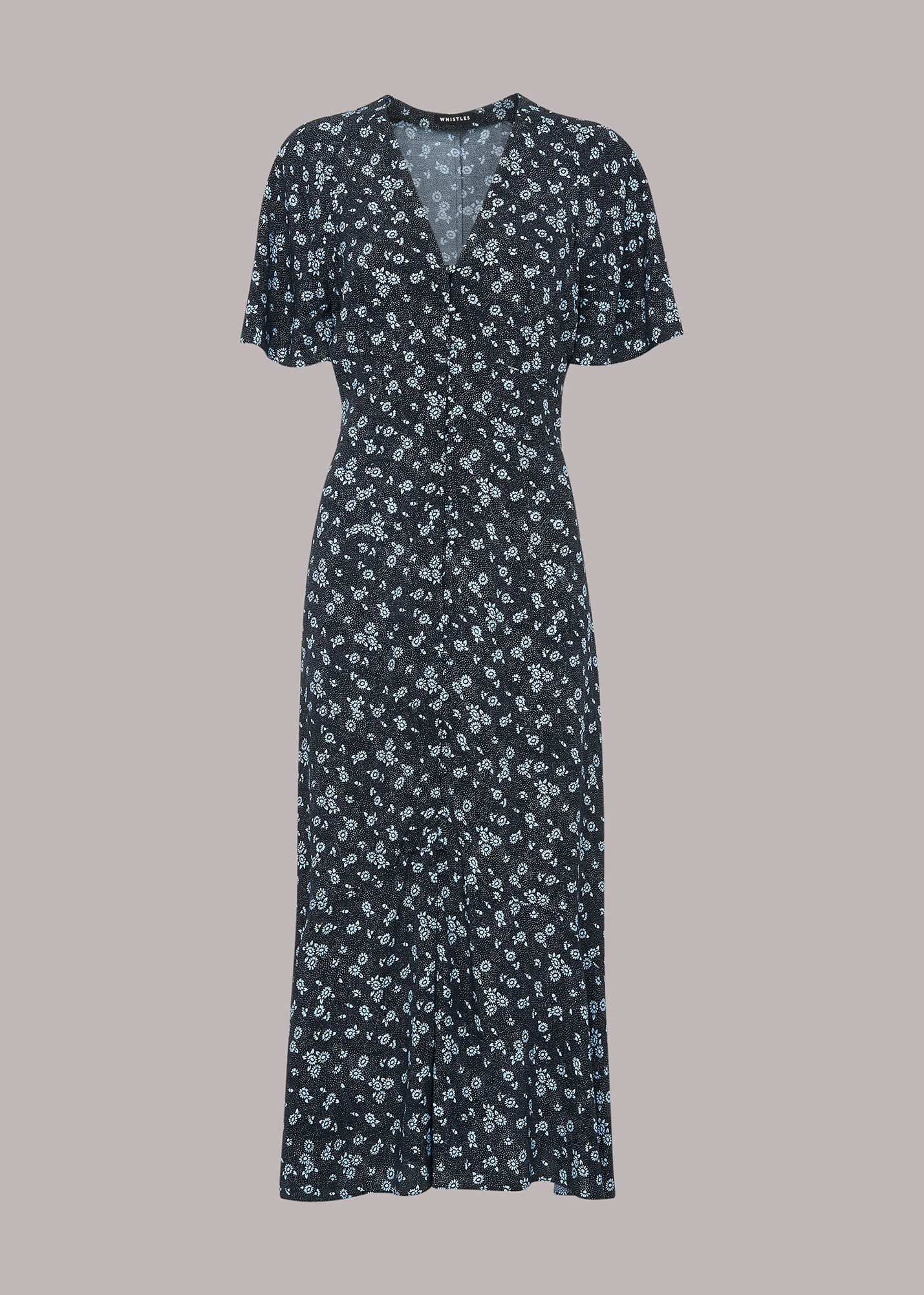 Blue Daisy Spot Print Midi Dress