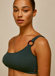 Textured Tort Ring Bikini Top Dark Green