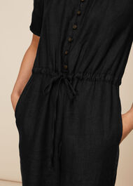 Button Front Linen Jumpsuit