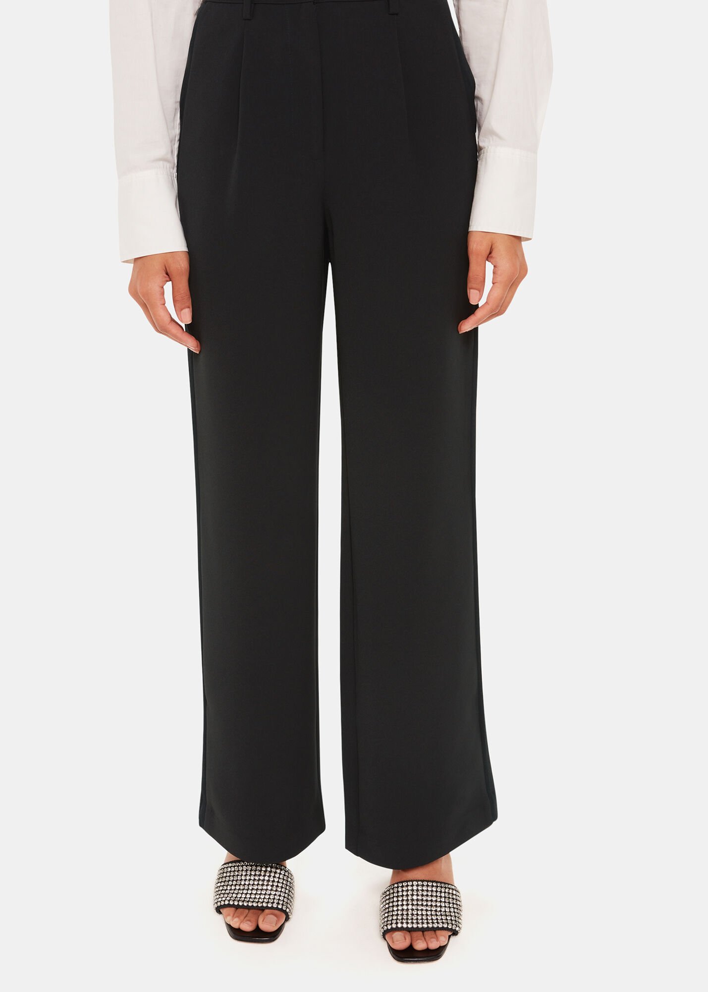 Black trousers satin side stripe top