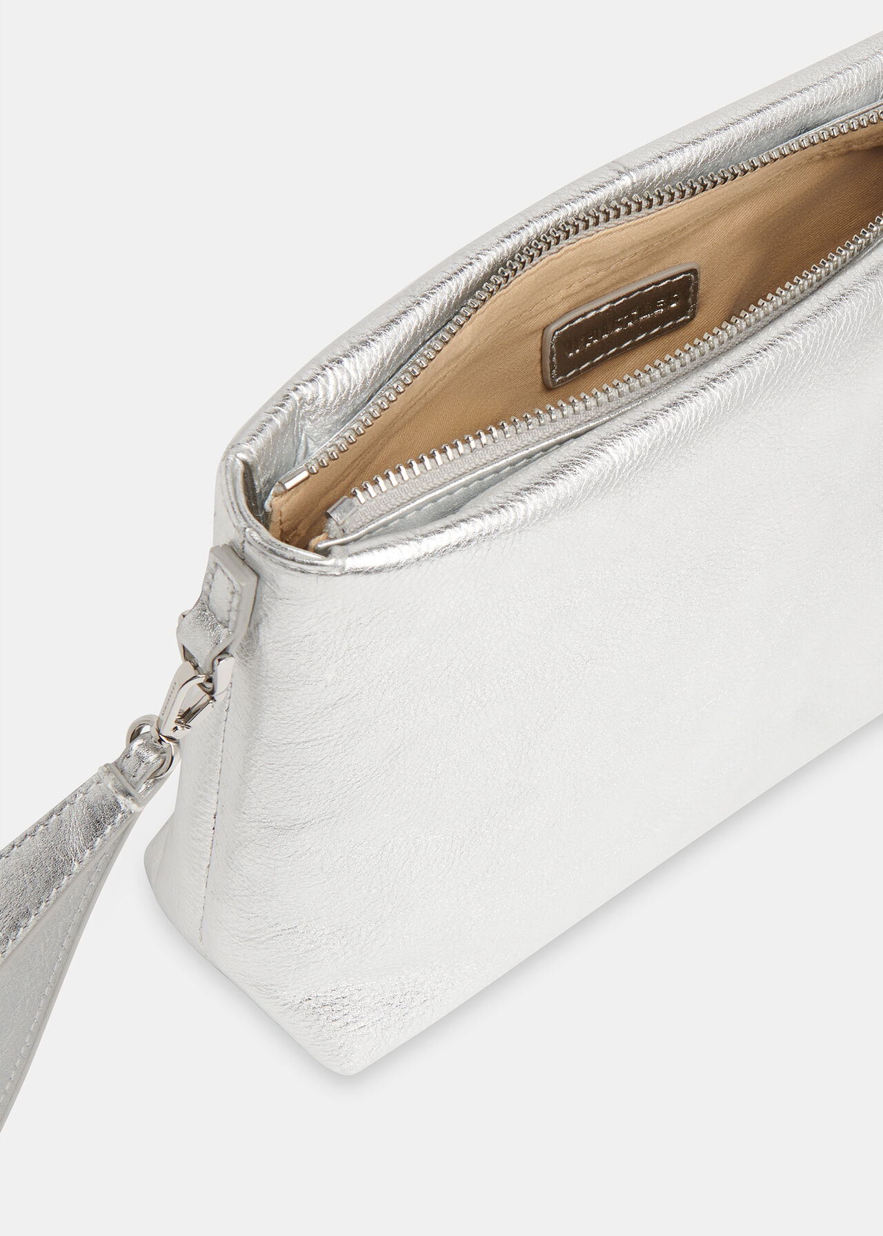 Silver Avah Zip Top Clutch WHISTLES Whistles US