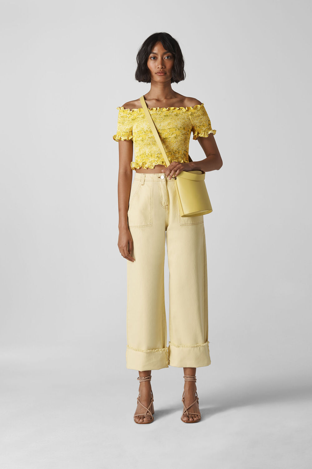 Python Smocked Bardot Top Yellow/Multi