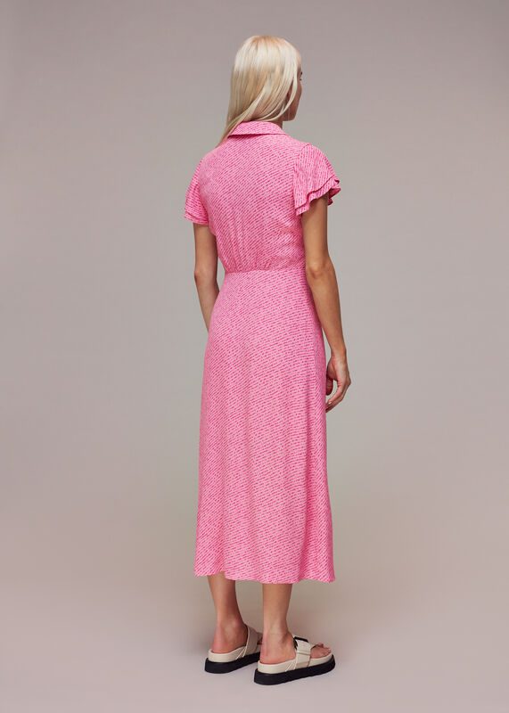 Pink Petite Nina Diagonal Fleck Midi Dress