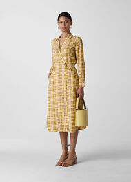 Painted Check Wrap Shirt Dress Yellow/Multi