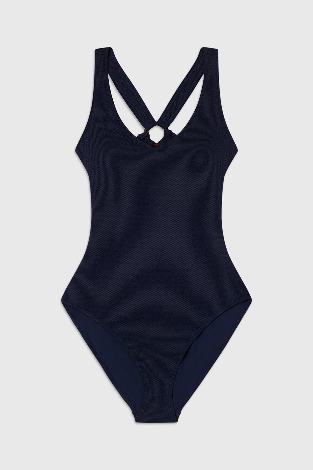 Navy Textured Detail Swimsuit