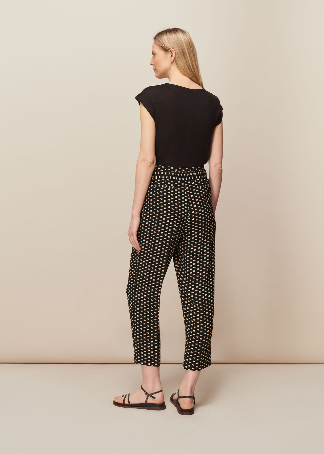 Elephant Print Crepe Trouser Black/Multi