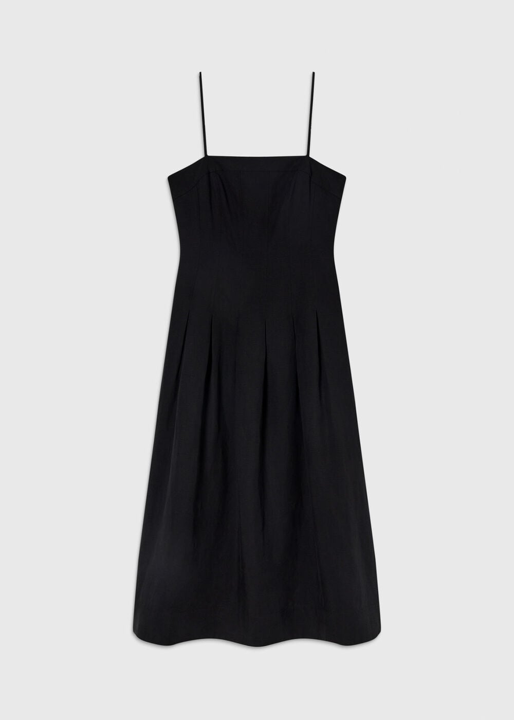 Linen Blend Waisted Midi Dress