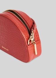 Jasmin Croc Half Moon Bag Rust