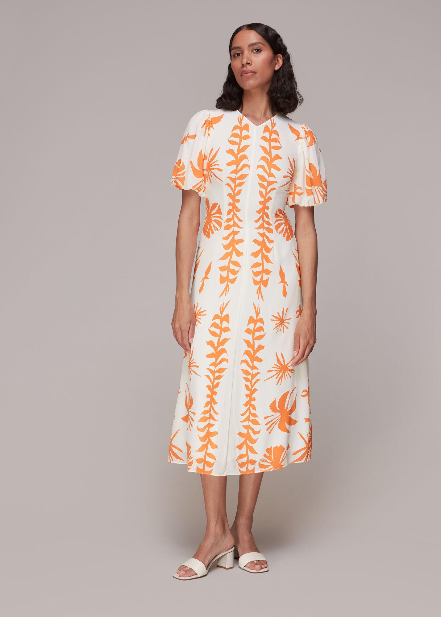 White leaf print dress top