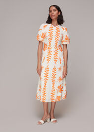 Cora Big Leaf Print Silk Dress