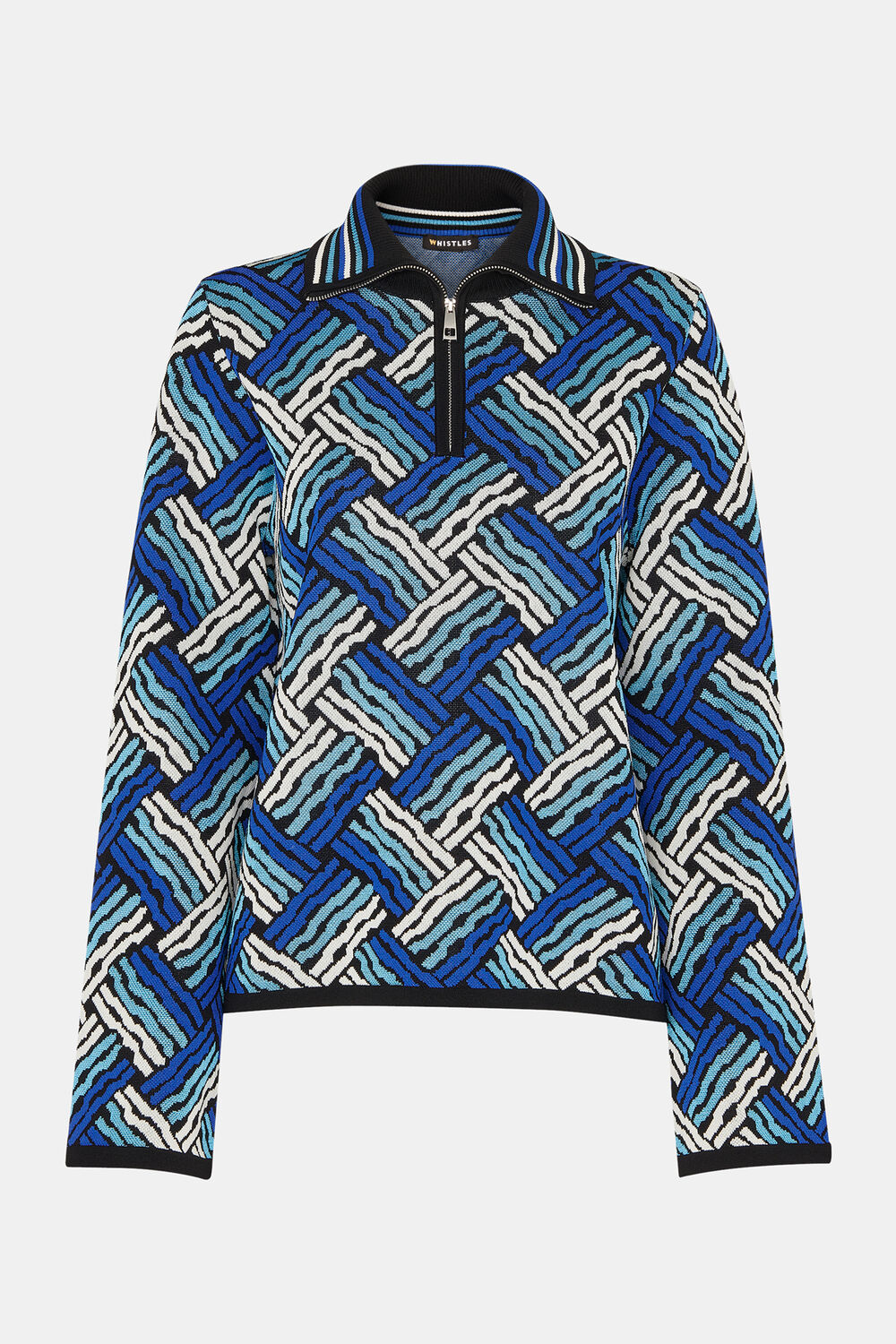 Jacquard Zip Neck Knit