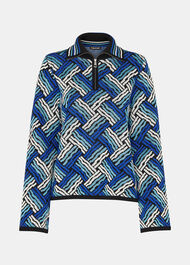 Jacquard Zip Neck Knit