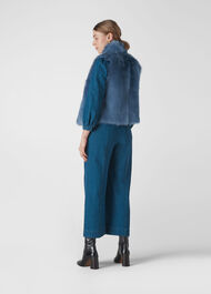 Short Toscana Sheepskin Gilet Blue