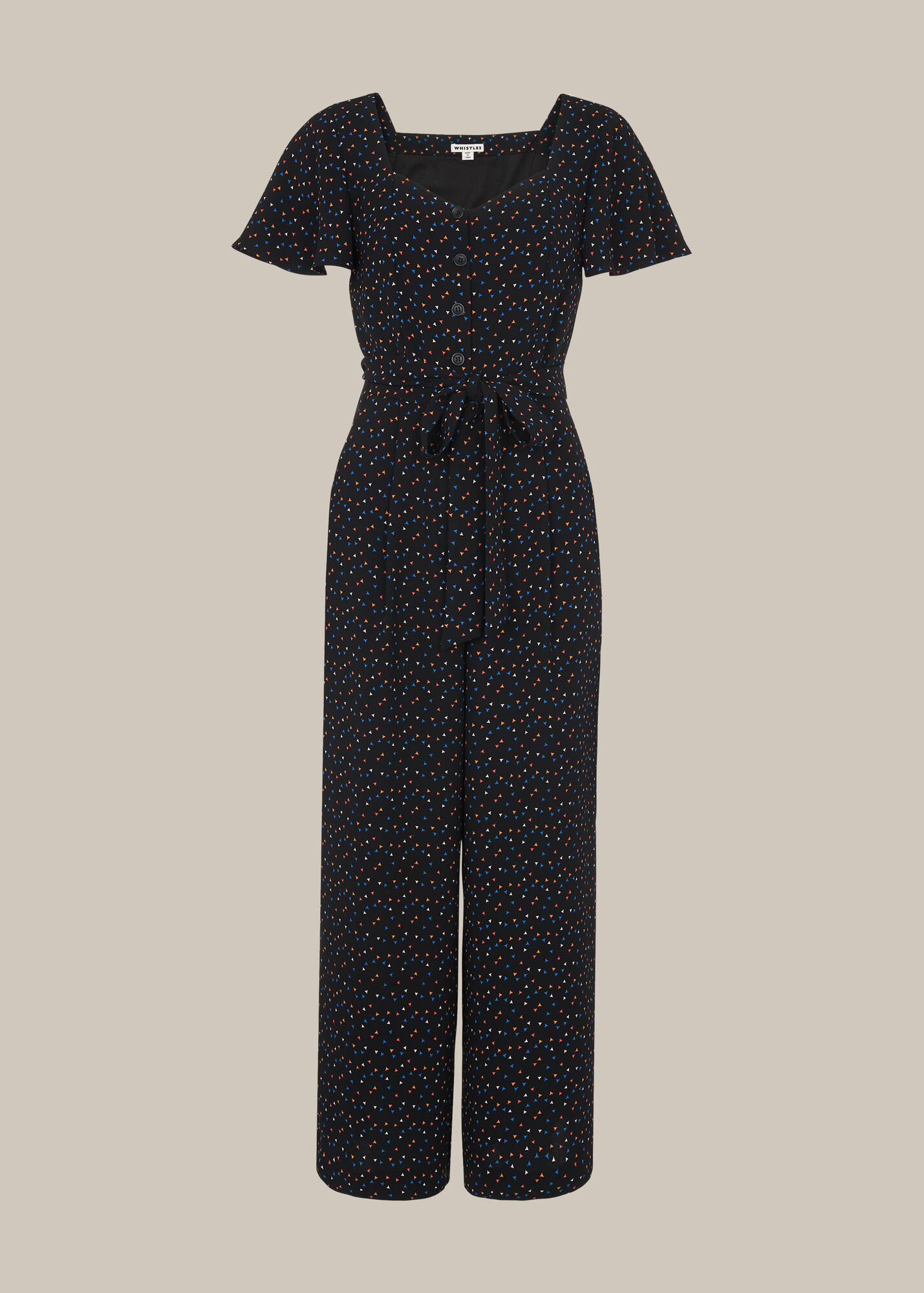 Black/Multi Micro Triangle Print Jumpsuit WHISTLES