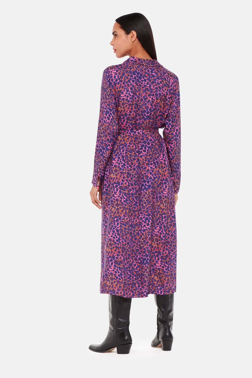 Mottled Leopard Midi Dress