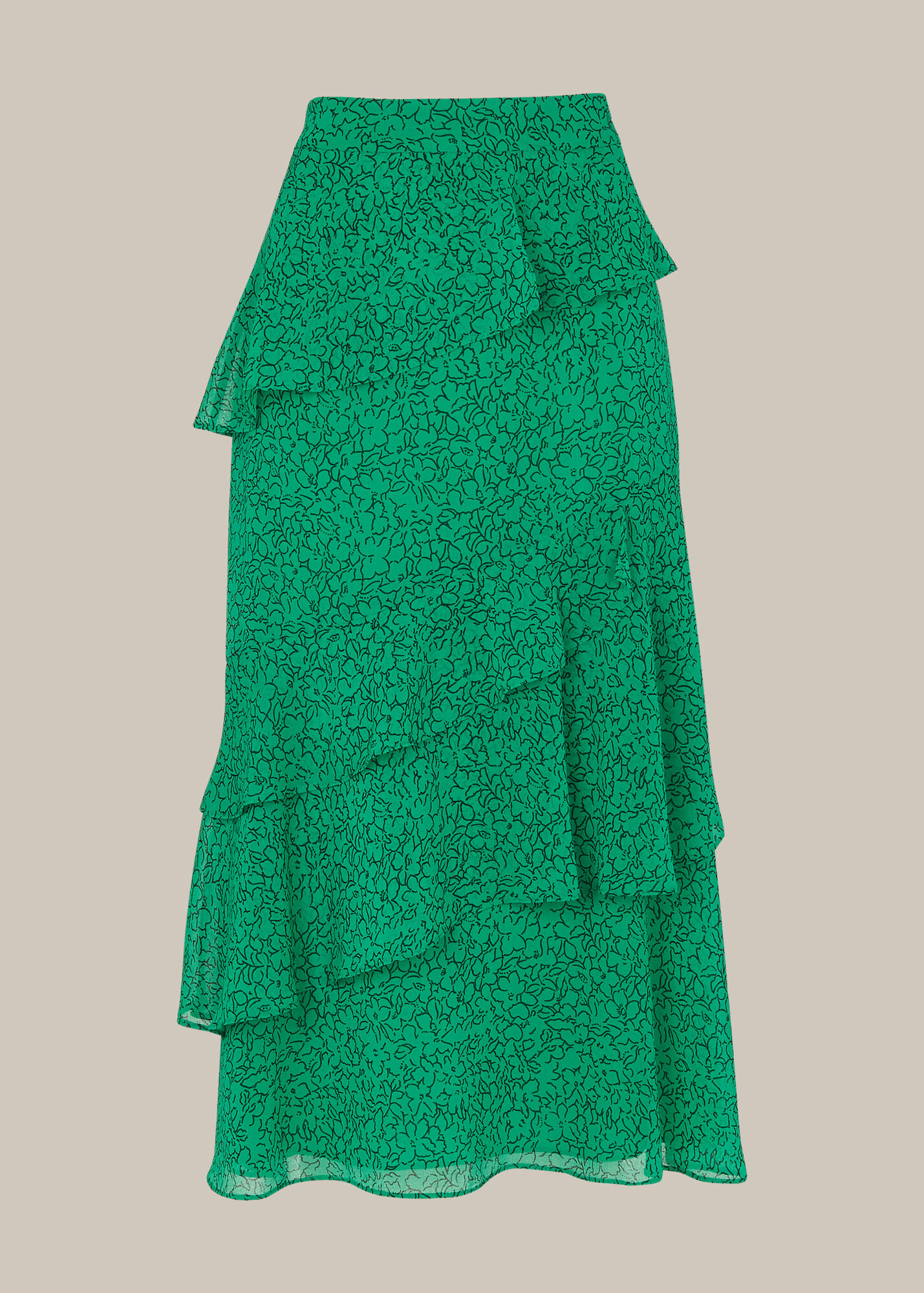 Green/Multi Sketched Floral Tiered Skirt WHISTLES