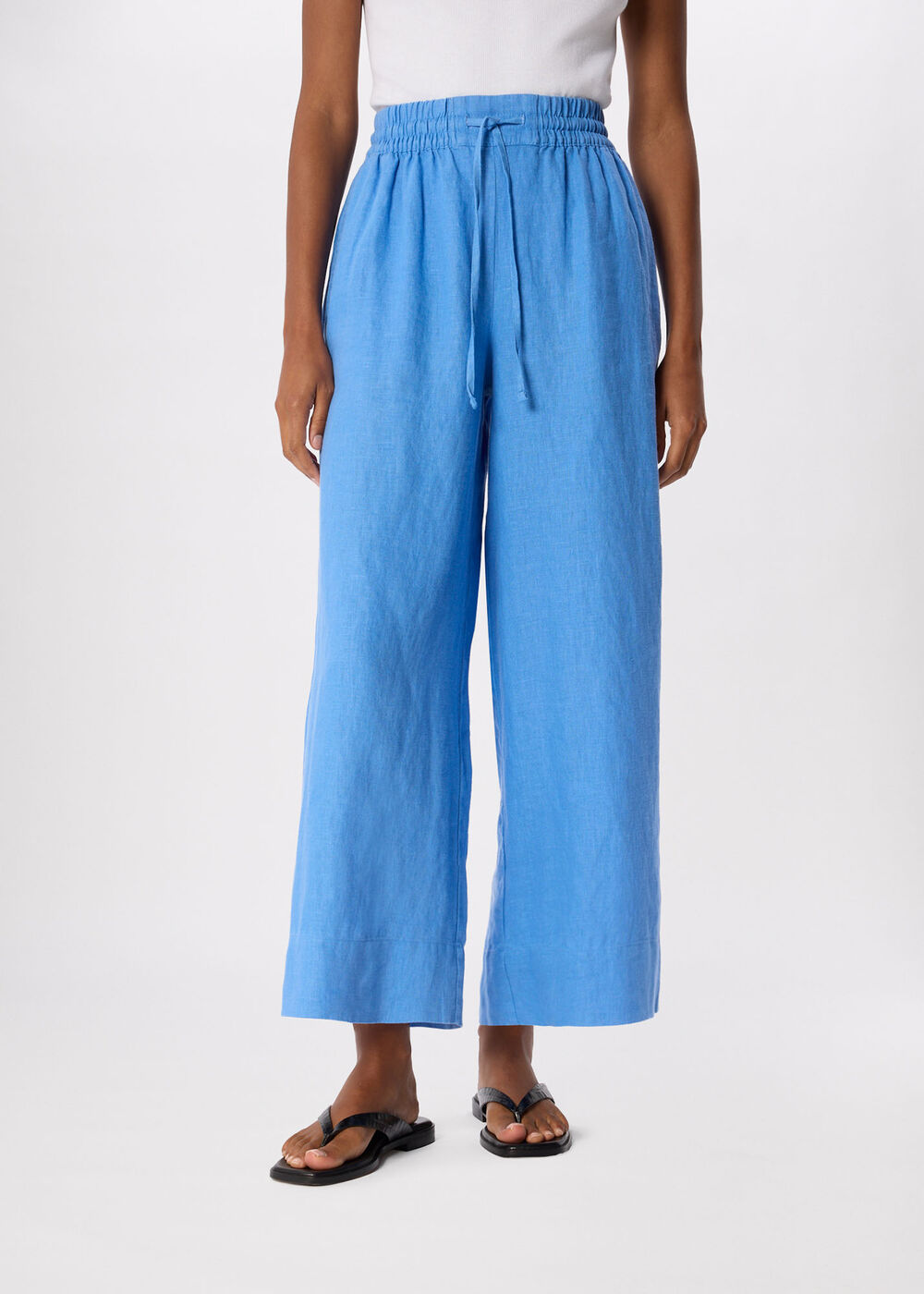 Elasticated Linen Crop Trouser