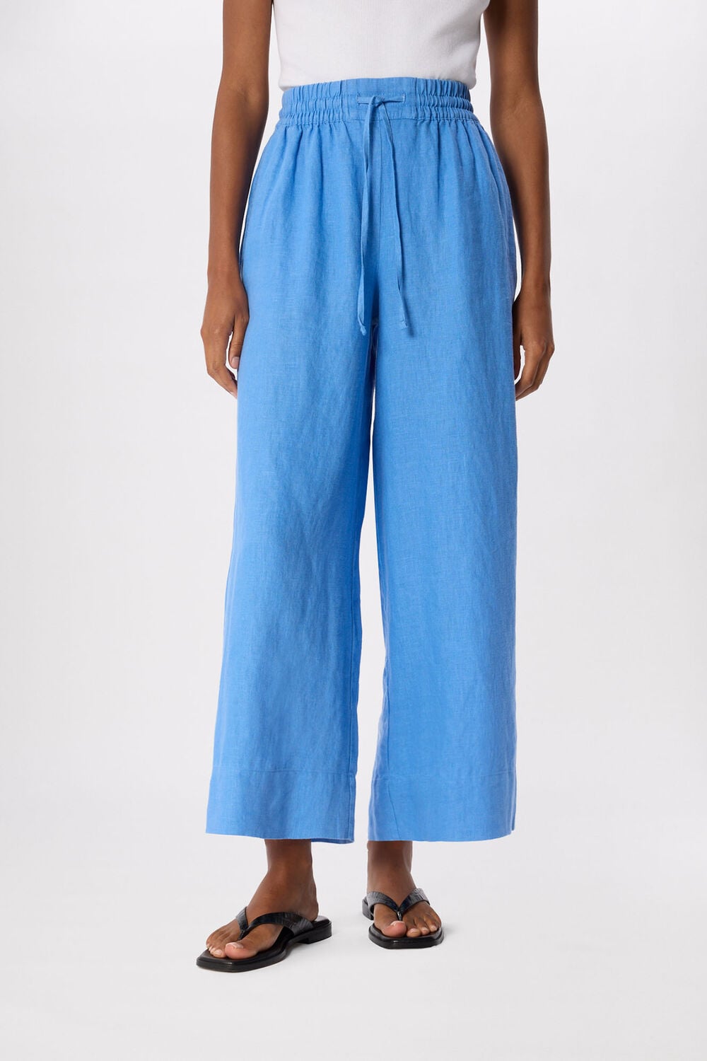 Elasticated Linen Crop Trouser