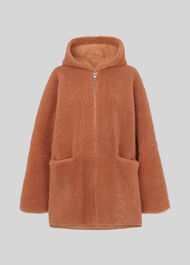 Hooded Shearling Coat Pink
