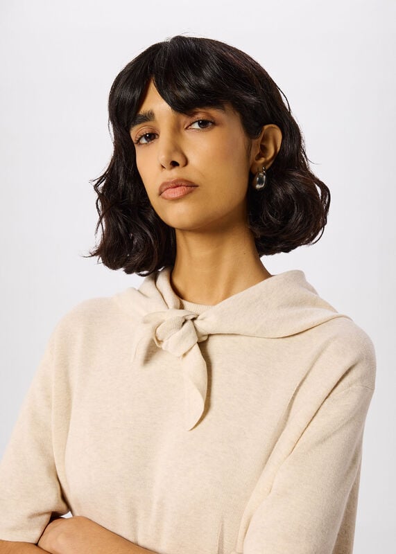 Oatmeal Triangular Knitted Scarf