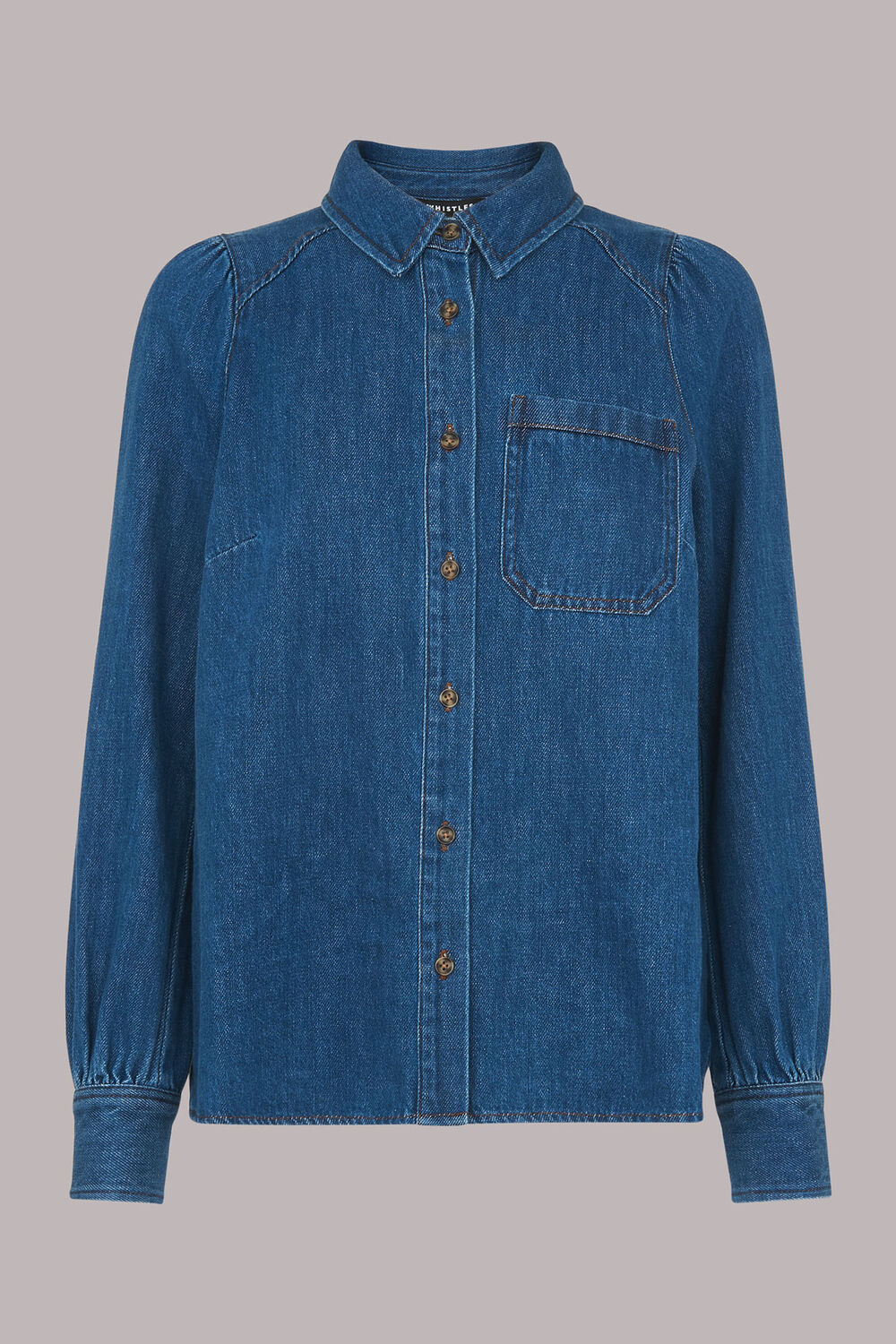 Puff Sleeve Detail Denim Shirt