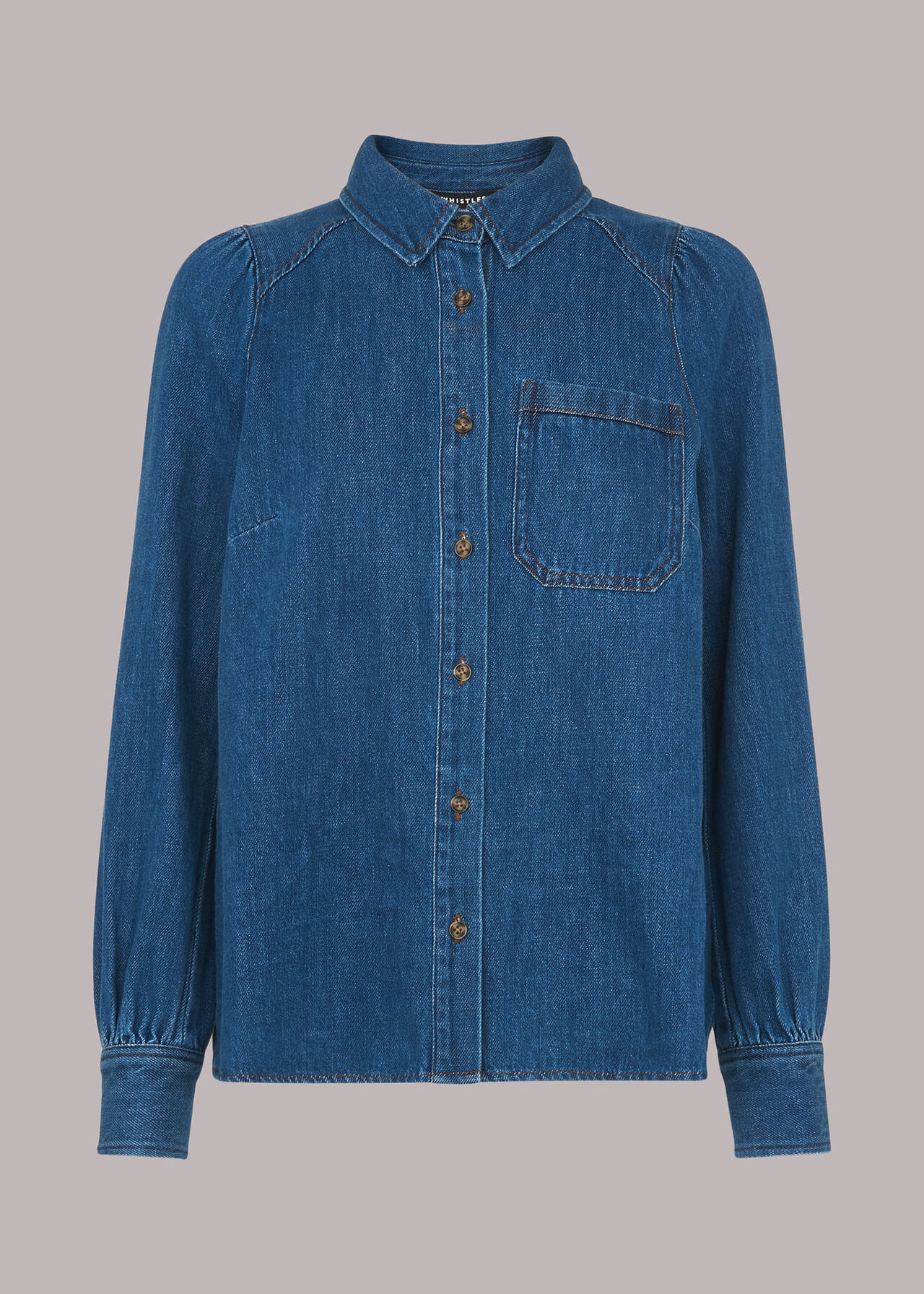 Puff Sleeve Detail Denim Shirt