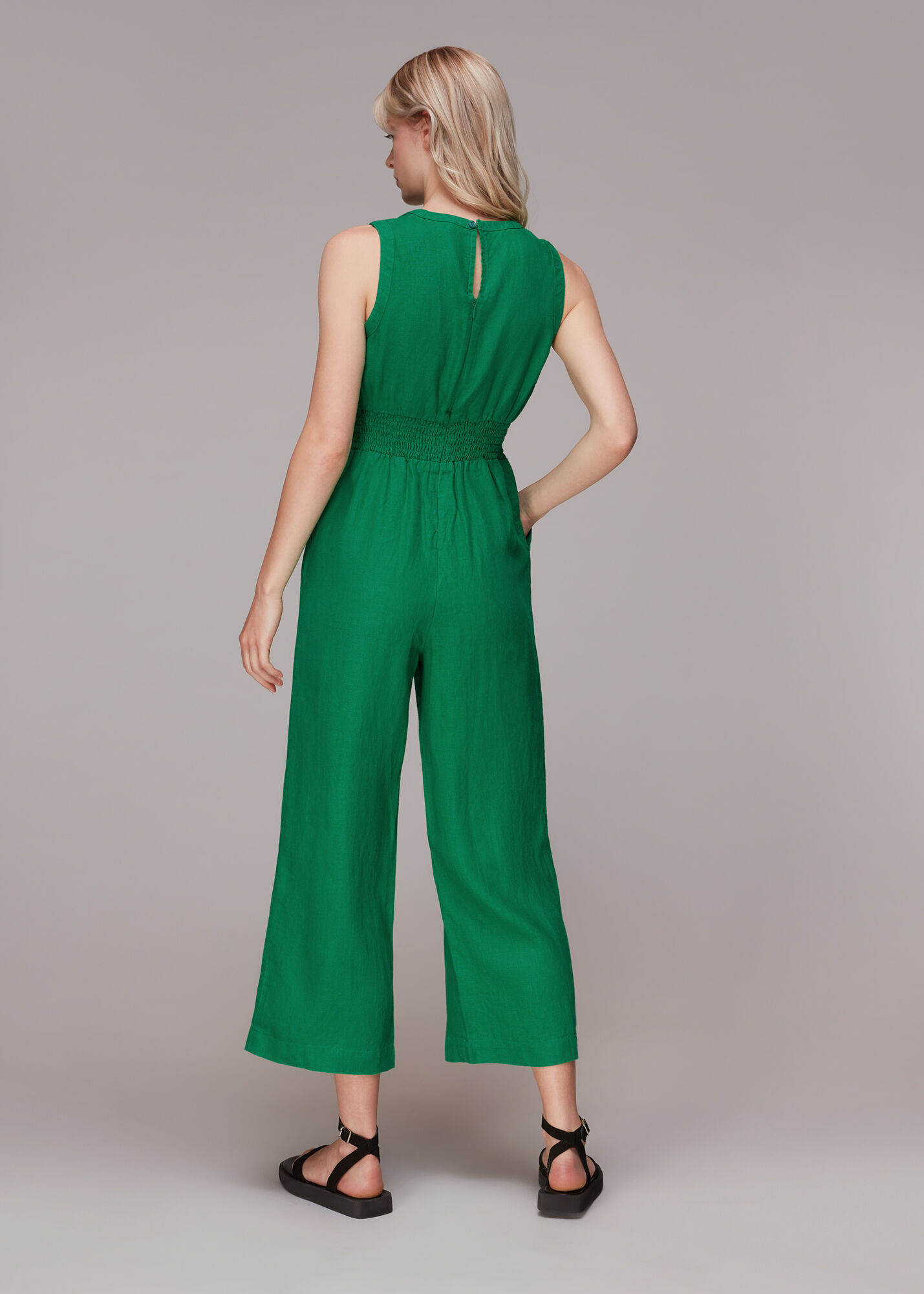 Green Melanie Linen Jumpsuit WHISTLES Whistles