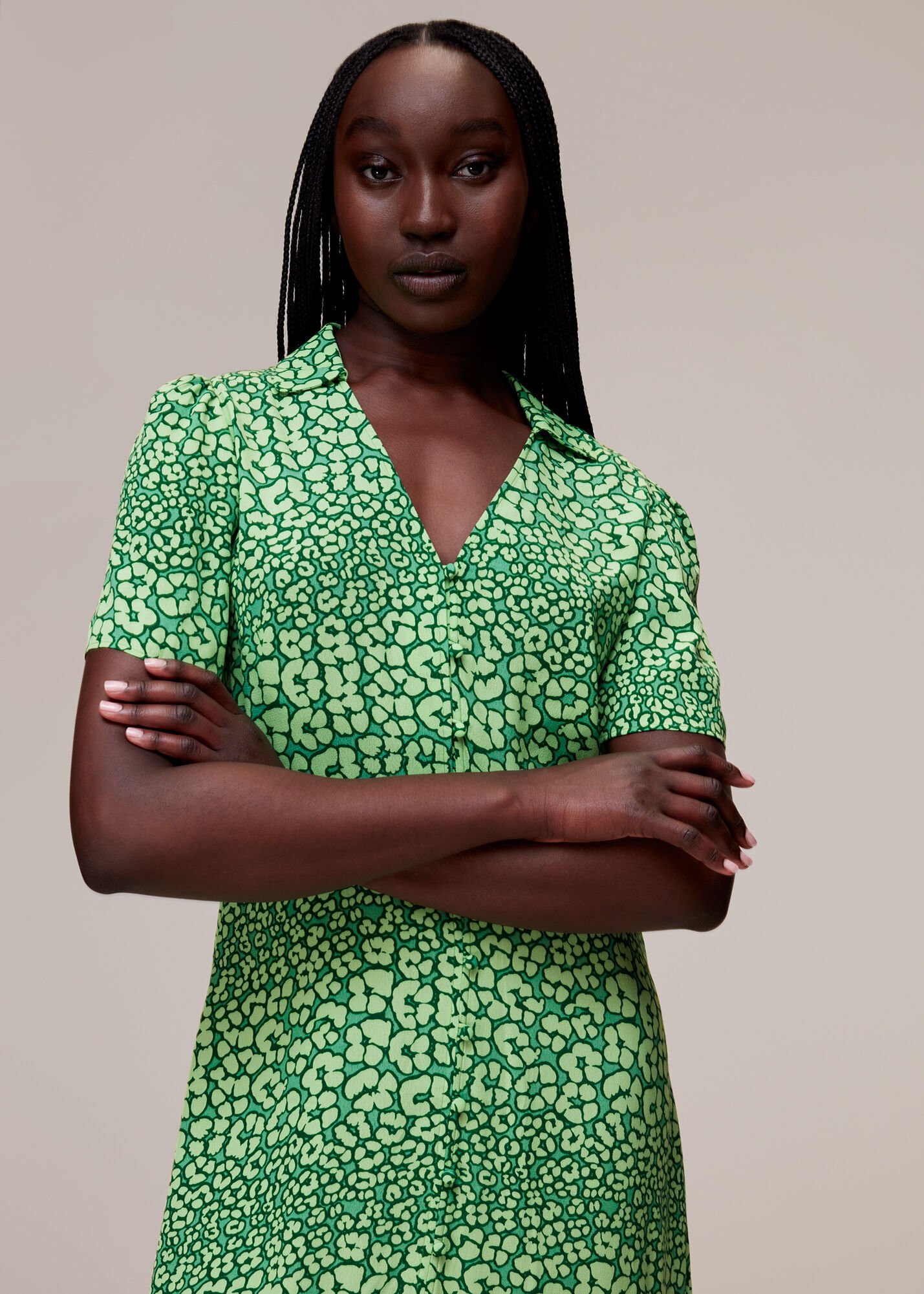 Dvf green leopard dress clearance