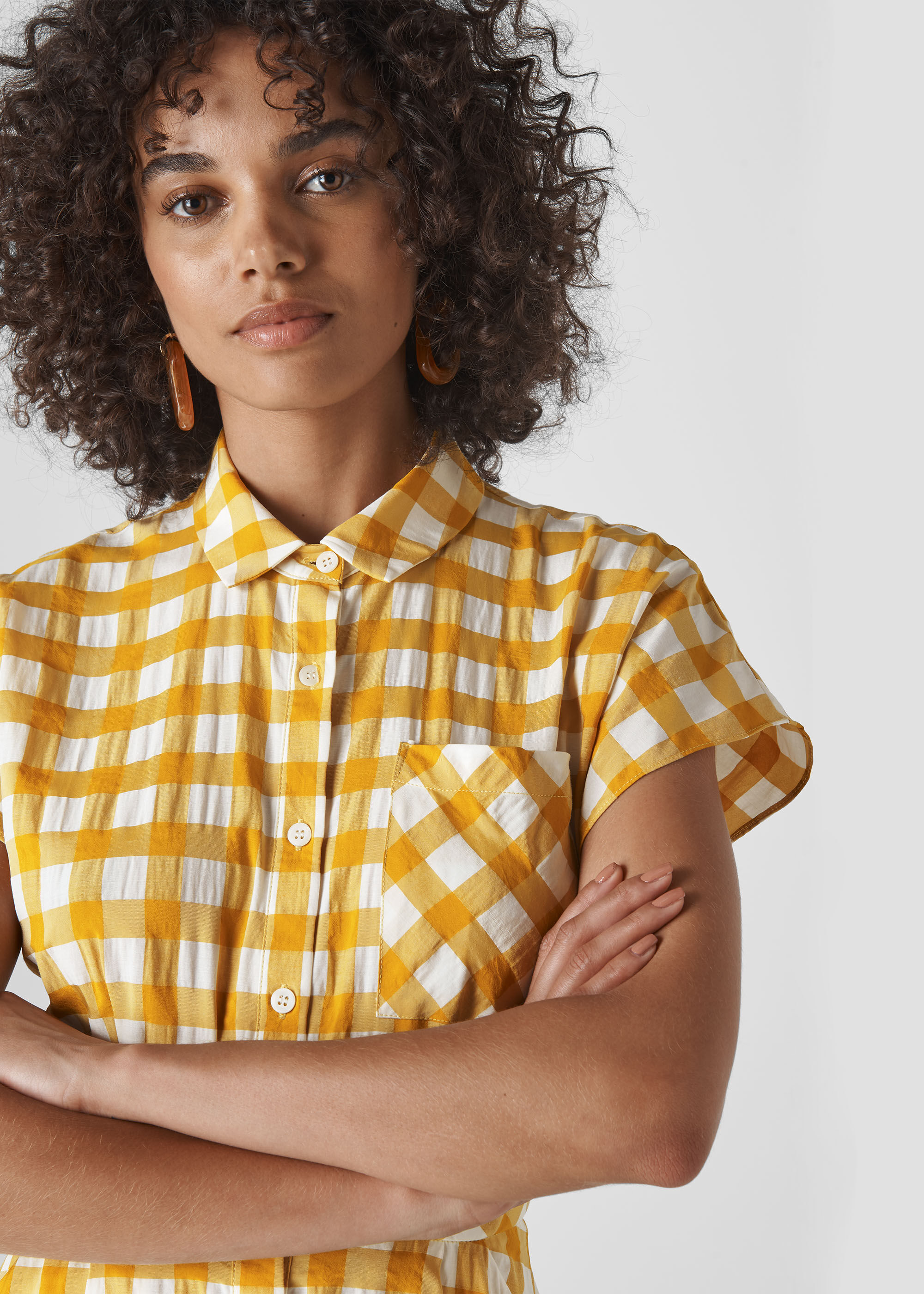 Yellow Ilana Check Shirt Dress