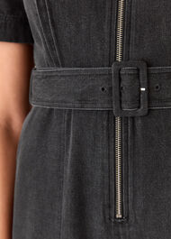 Denim Pintuck Belted Jumpsuit