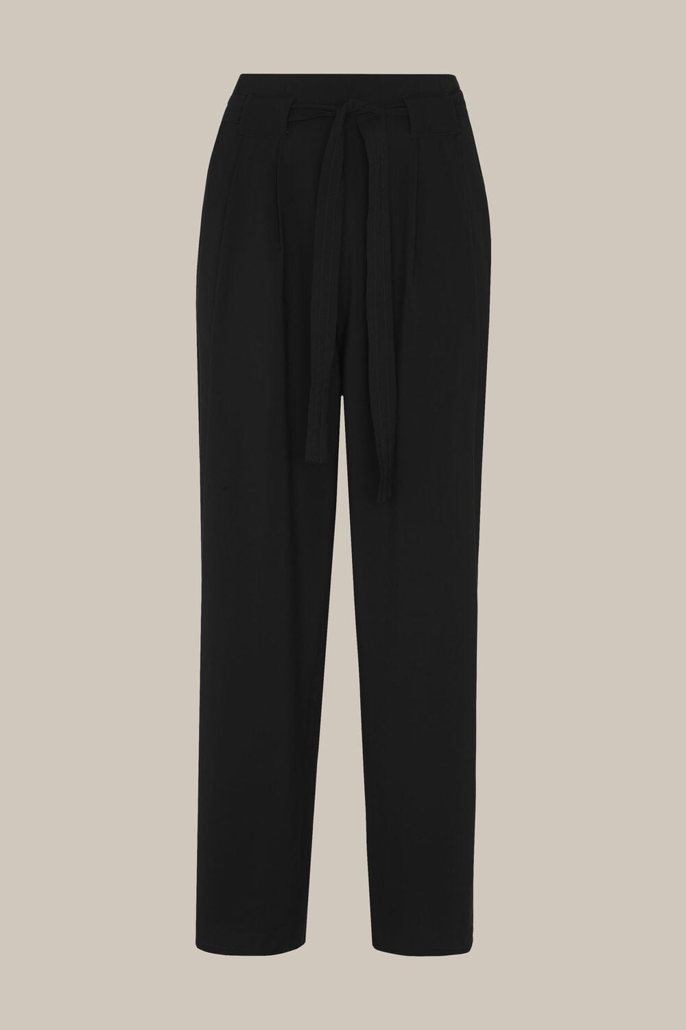 Belted Casual Crop Trouser Black