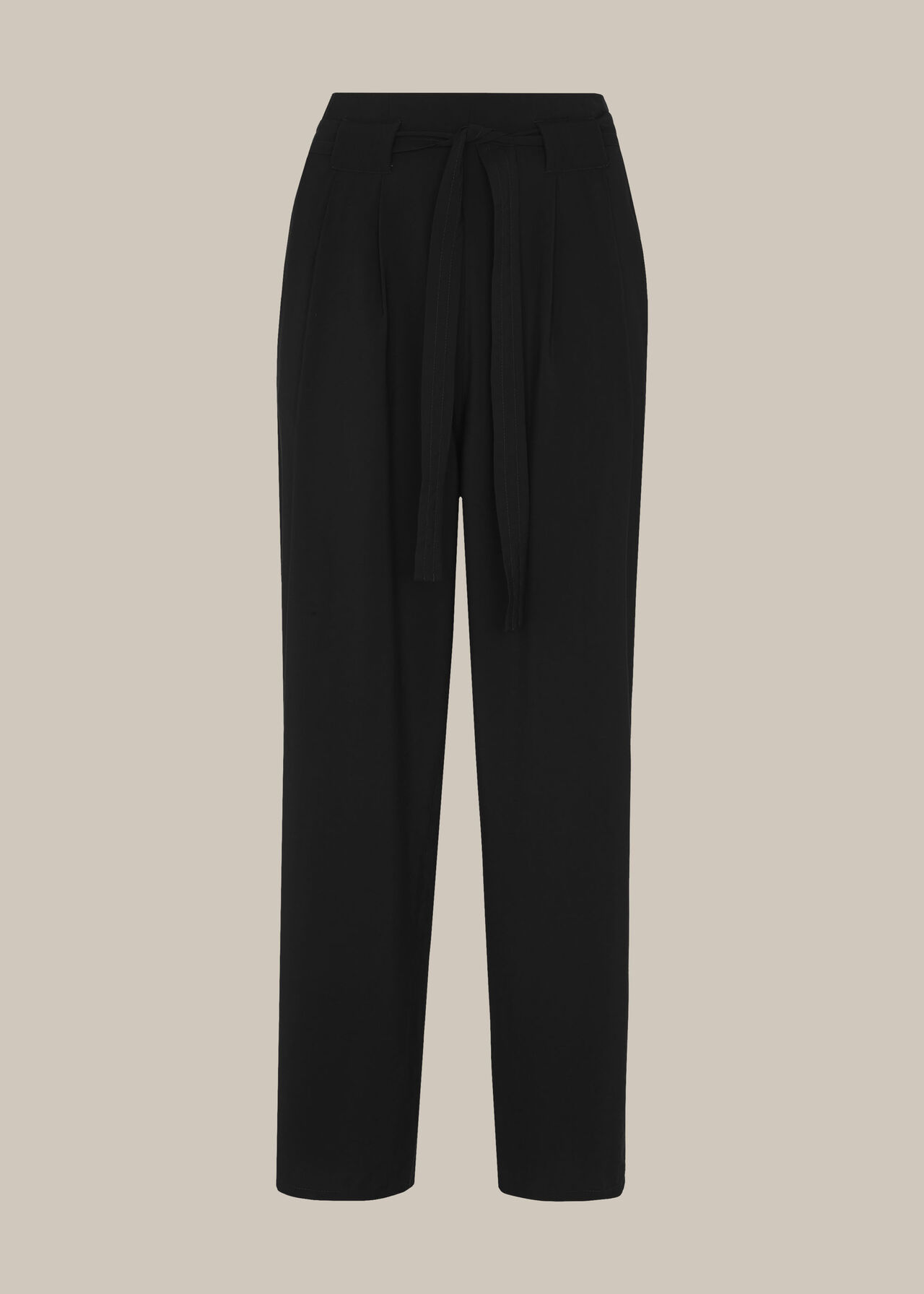 Belted Casual Crop Trouser Black