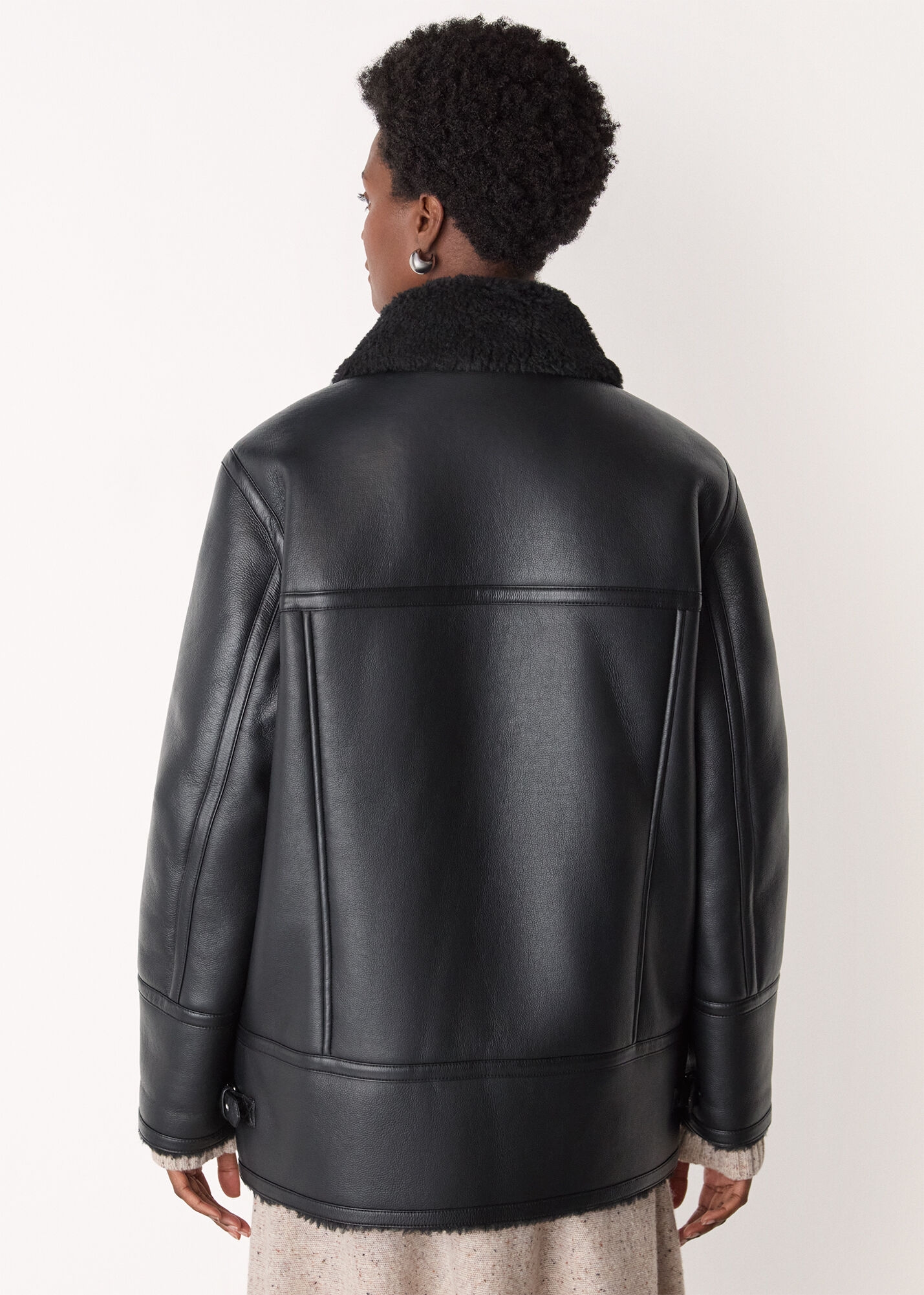 Black/Multi Faux Fur Aviator | WHISTLES | Whistles US |