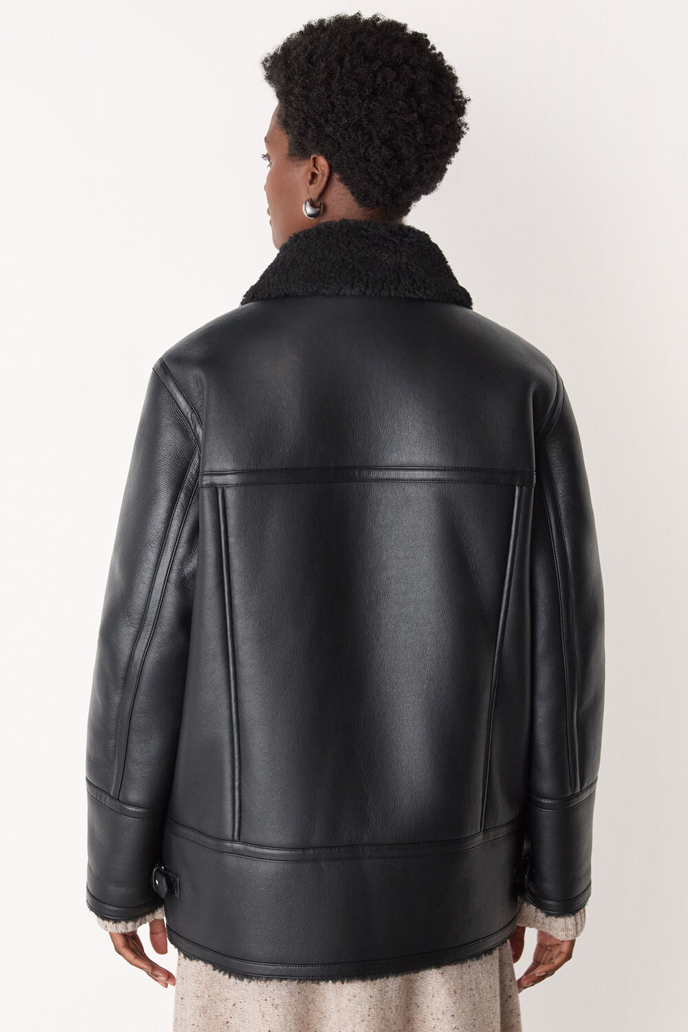 Black Faux Fur Aviator