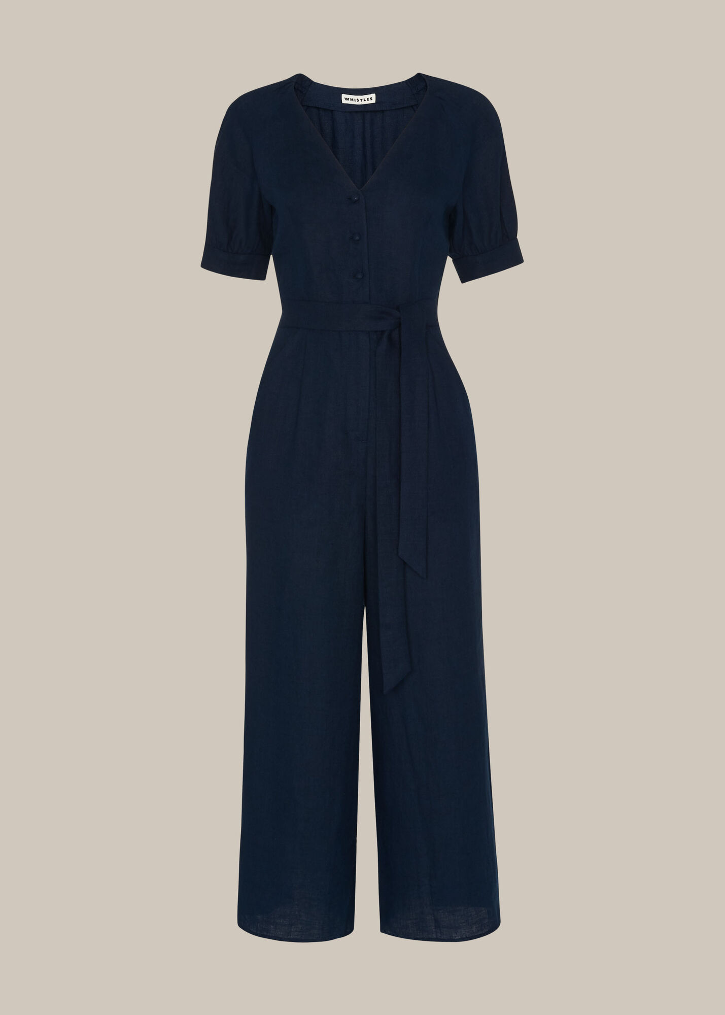 Navy Nora Linen Jumpsuit WHISTLES