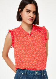 Flower Charm Frill Sleeve Top